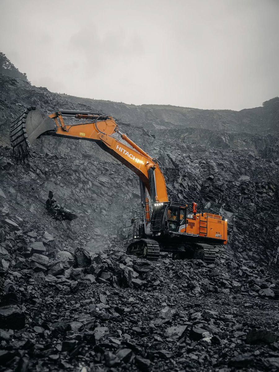Mining excavator in a quarry